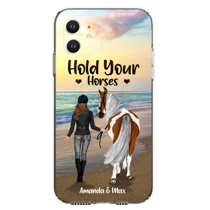 Personalized Horse Girl Phone Case - Girl with up to 2 Horses - Four Feet Move My Soul - QX6ZS1