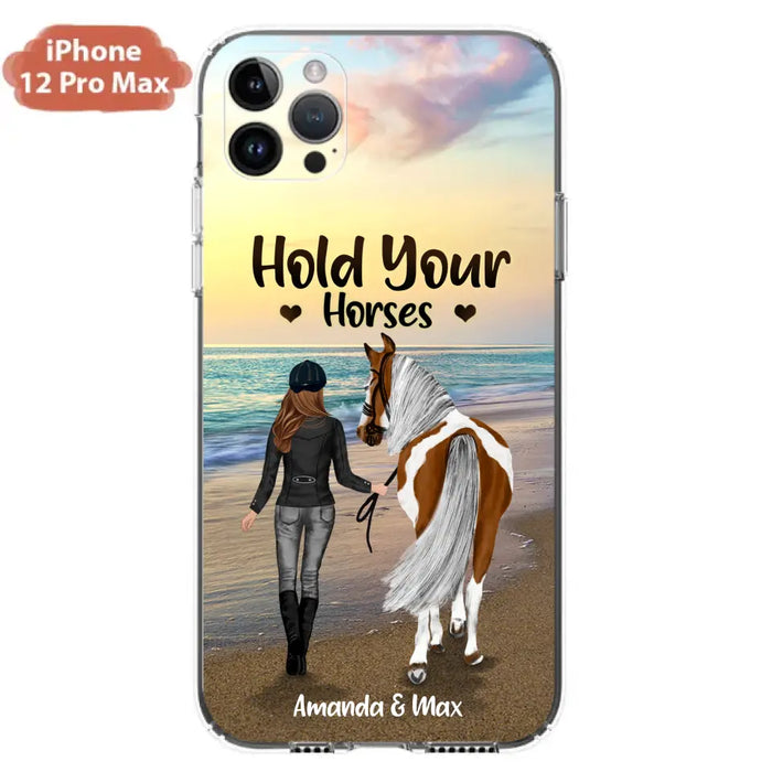 Personalized Horse Girl Phone Case - Girl with up to 2 Horses - Four Feet Move My Soul - QX6ZS1