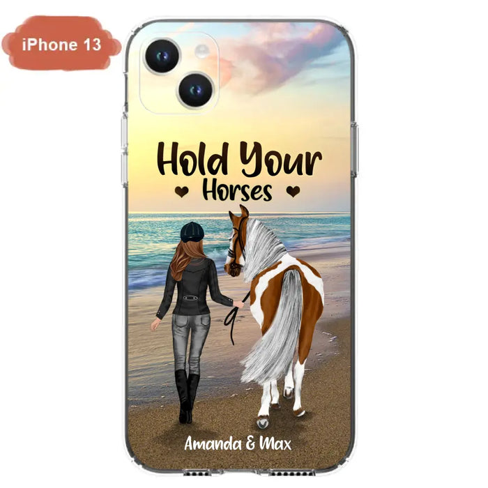 Personalized Horse Girl Phone Case - Girl with up to 2 Horses - Four Feet Move My Soul - QX6ZS1