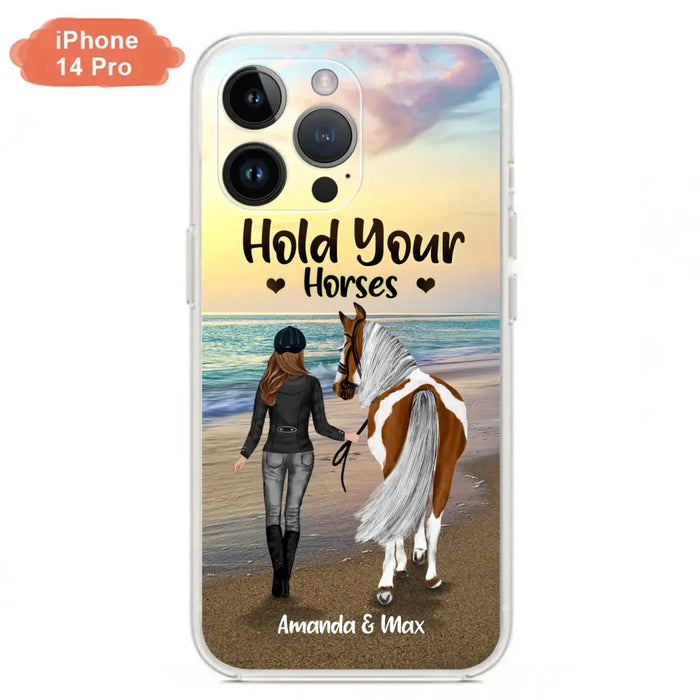 Personalized Horse Girl Phone Case - Girl with up to 2 Horses - Four Feet Move My Soul - QX6ZS1