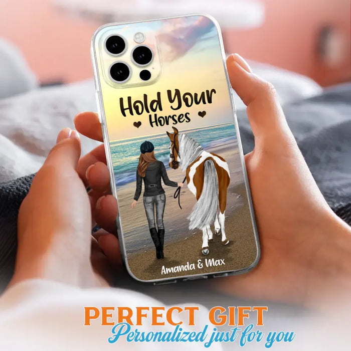 Personalized Horse Girl Phone Case - Girl with up to 2 Horses - Four Feet Move My Soul - QX6ZS1