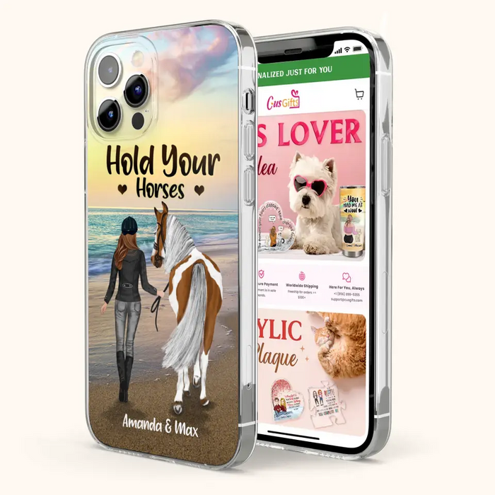 Personalized Horse Girl Phone Case - Girl with up to 2 Horses - Four Feet Move My Soul - QX6ZS1