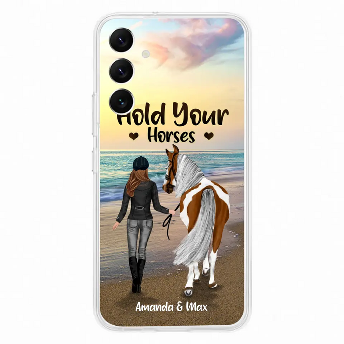 Personalized Horse Girl Phone Case - Girl with up to 2 Horses - Four Feet Move My Soul - QX6ZS1