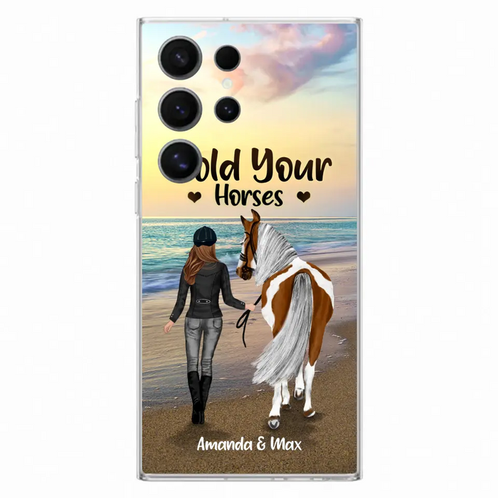 Personalized Horse Girl Phone Case - Girl with up to 2 Horses - Four Feet Move My Soul - QX6ZS1