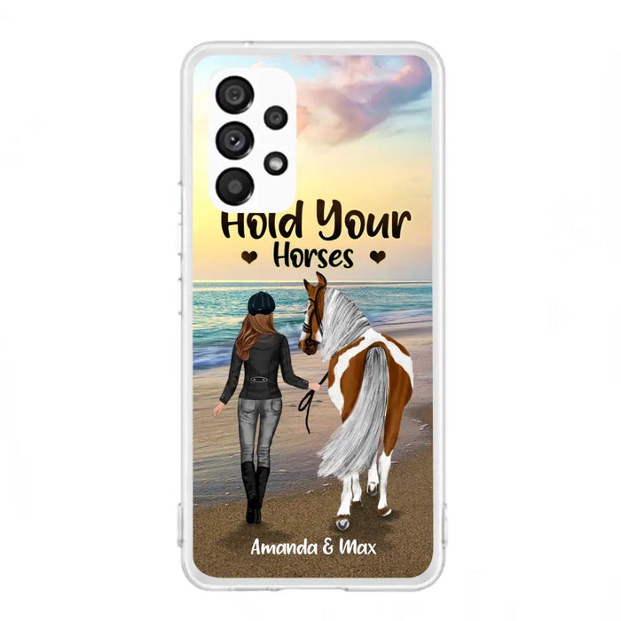 Personalized Horse Girl Phone Case - Girl with up to 2 Horses - Four Feet Move My Soul - QX6ZS1