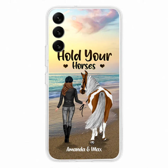 Personalized Horse Girl Phone Case - Girl with up to 2 Horses - Four Feet Move My Soul - QX6ZS1