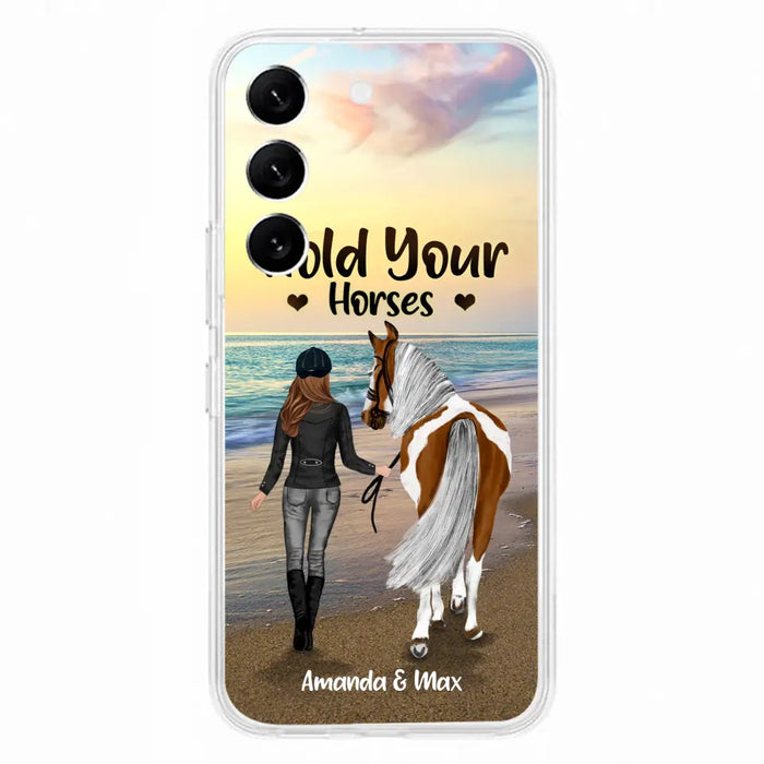 Personalized Horse Girl Phone Case - Girl with up to 2 Horses - Four Feet Move My Soul - QX6ZS1