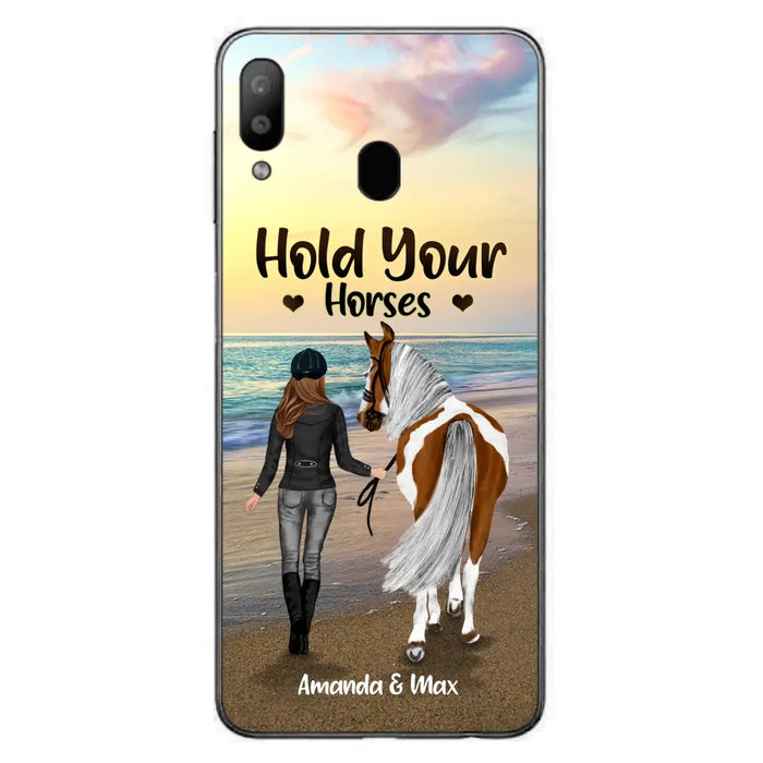 Personalized Horse Girl Phone Case - Girl with up to 2 Horses - Four Feet Move My Soul - QX6ZS1