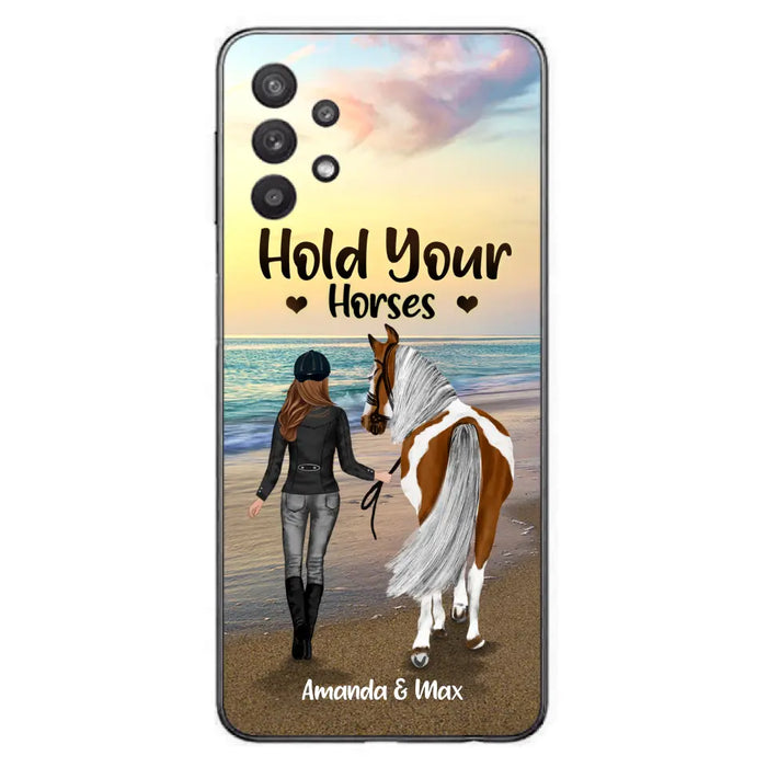 Personalized Horse Girl Phone Case - Girl with up to 2 Horses - Four Feet Move My Soul - QX6ZS1