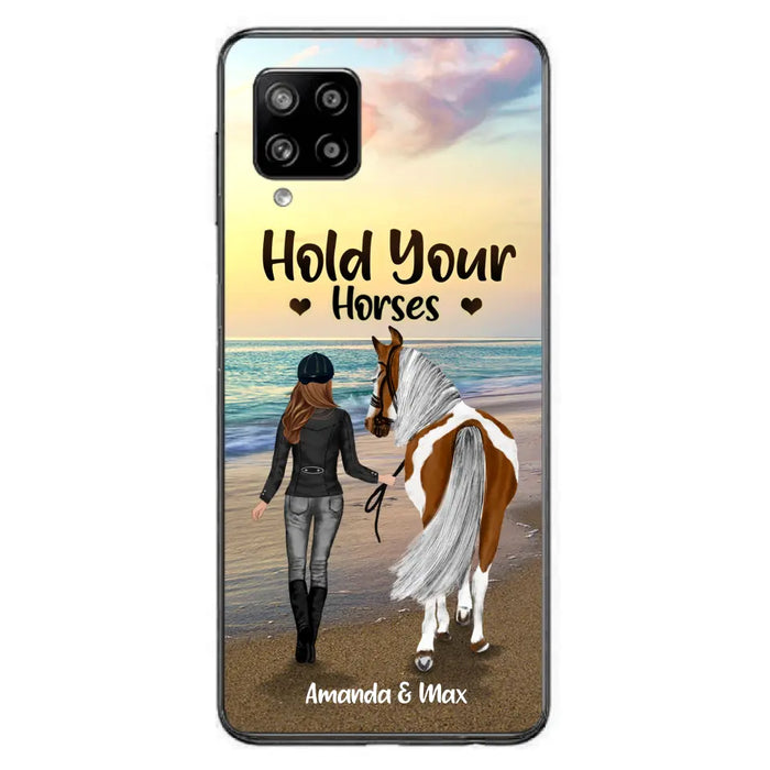 Personalized Horse Girl Phone Case - Girl with up to 2 Horses - Four Feet Move My Soul - QX6ZS1