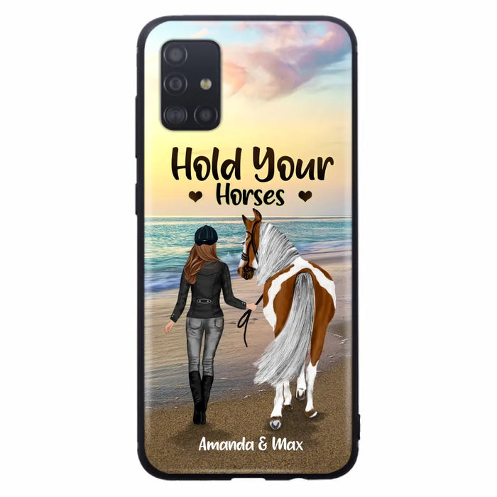 Personalized Horse Girl Phone Case - Girl with up to 2 Horses - Four Feet Move My Soul - QX6ZS1