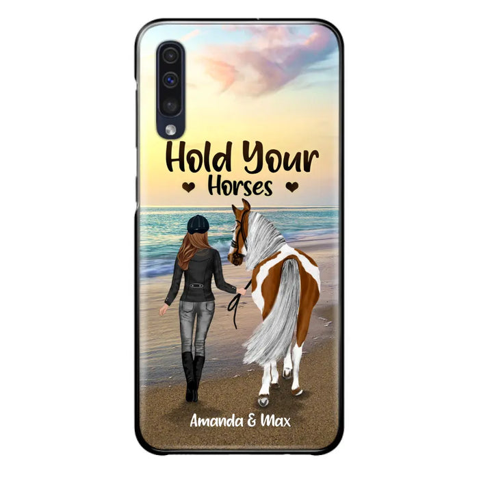 Personalized Horse Girl Phone Case - Girl with up to 2 Horses - Four Feet Move My Soul - QX6ZS1