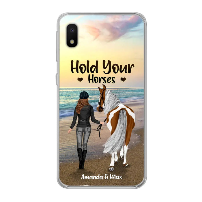 Personalized Horse Girl Phone Case - Girl with up to 2 Horses - Four Feet Move My Soul - QX6ZS1