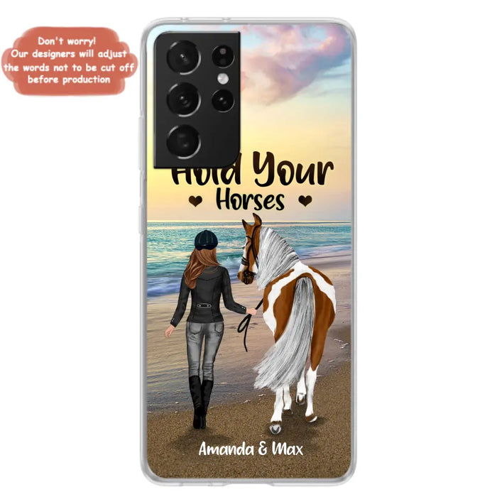 Personalized Horse Girl Phone Case - Girl with up to 2 Horses - Four Feet Move My Soul - QX6ZS1