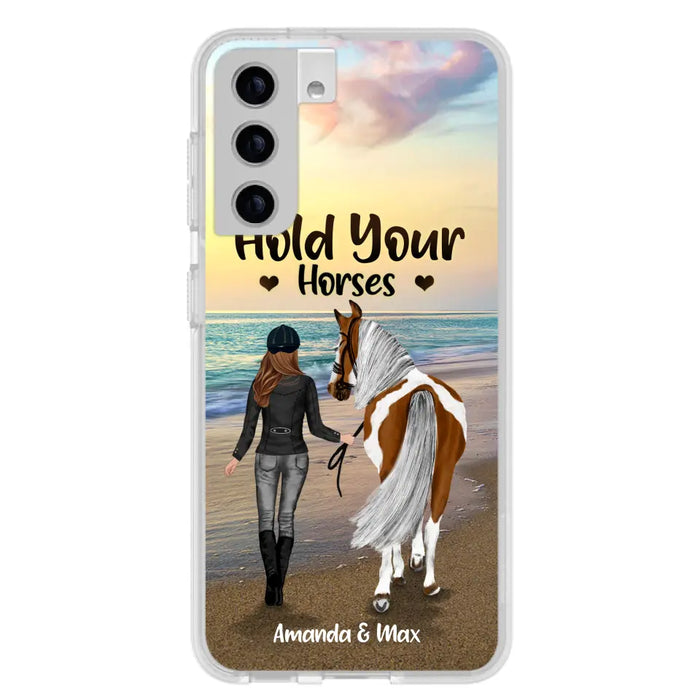 Personalized Horse Girl Phone Case - Girl with up to 2 Horses - Four Feet Move My Soul - QX6ZS1