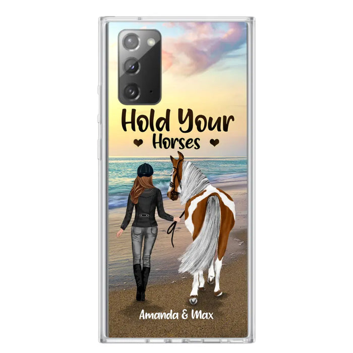 Personalized Horse Girl Phone Case - Girl with up to 2 Horses - Four Feet Move My Soul - QX6ZS1