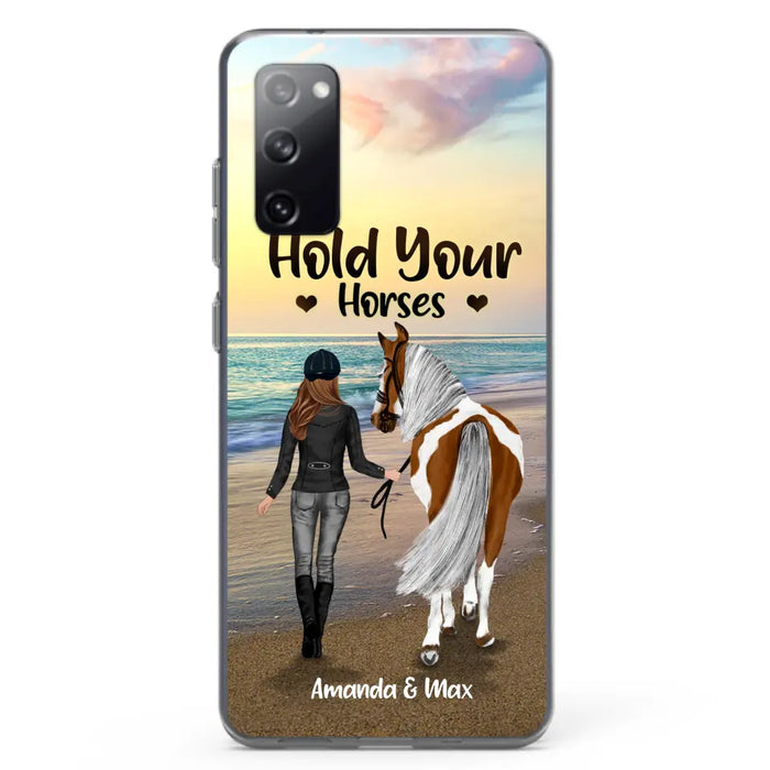 Personalized Horse Girl Phone Case - Girl with up to 2 Horses - Four Feet Move My Soul - QX6ZS1