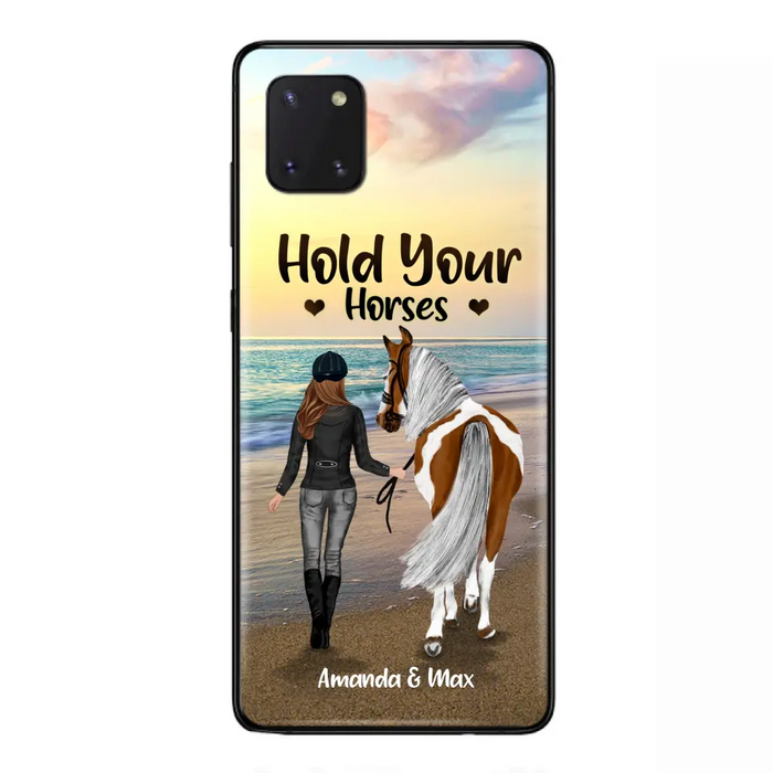 Personalized Horse Girl Phone Case - Girl with up to 2 Horses - Four Feet Move My Soul - QX6ZS1