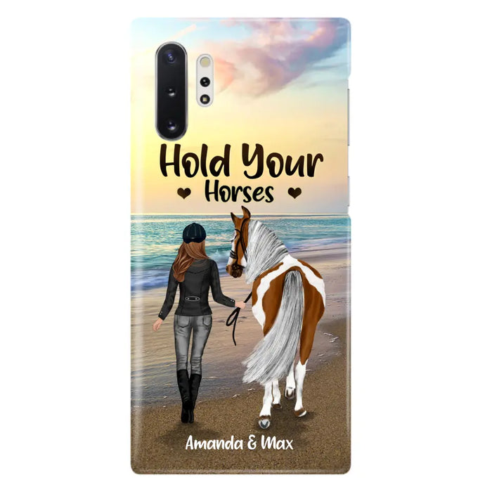 Personalized Horse Girl Phone Case - Girl with up to 2 Horses - Four Feet Move My Soul - QX6ZS1