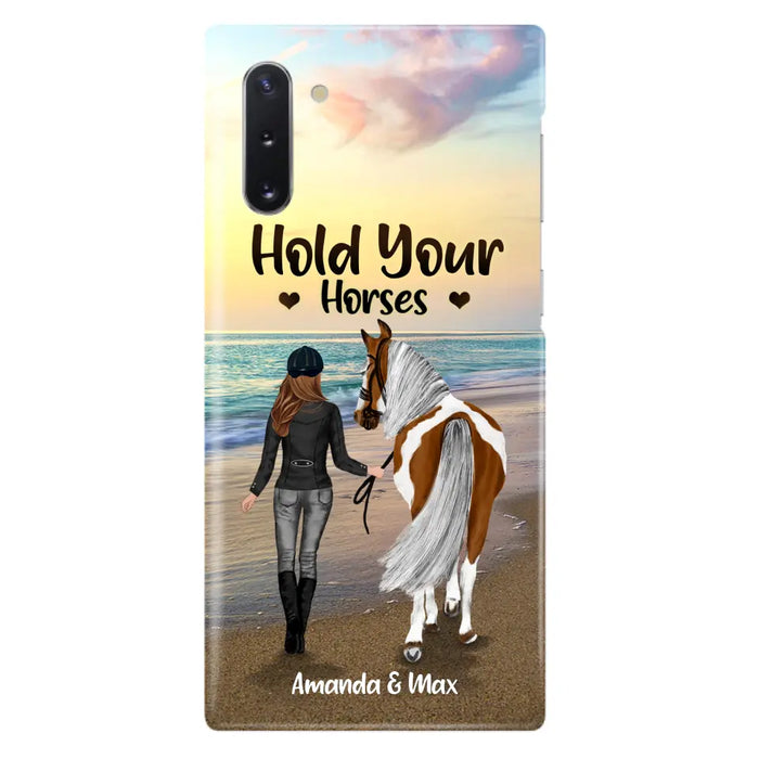 Personalized Horse Girl Phone Case - Girl with up to 2 Horses - Four Feet Move My Soul - QX6ZS1