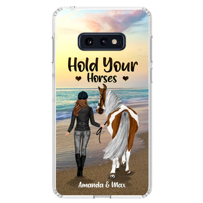 Personalized Horse Girl Phone Case - Girl with up to 2 Horses - Four Feet Move My Soul - QX6ZS1