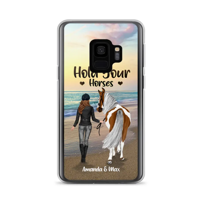 Personalized Horse Girl Phone Case - Girl with up to 2 Horses - Four Feet Move My Soul - QX6ZS1