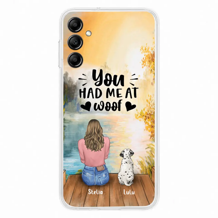 Custom Personalized Dog Mom Phone Case - Best Gift Idea For Dog Lovers - Upto 4 Dogs - You Had Me At Woof - Case For iPhone, Samsung And Xiaomi