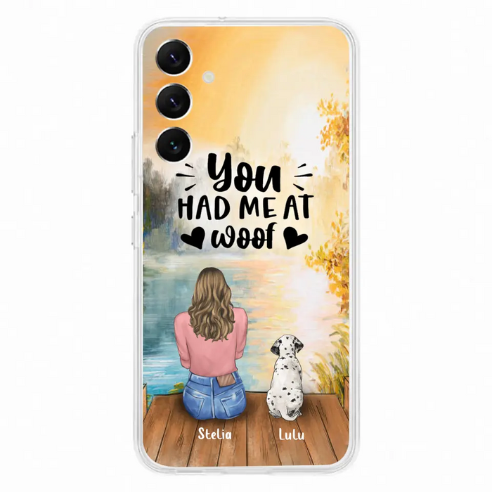 Custom Personalized Dog Mom Phone Case - Best Gift Idea For Dog Lovers - Upto 4 Dogs - You Had Me At Woof - Case For iPhone, Samsung And Xiaomi