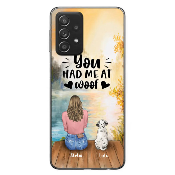 Custom Personalized Dog Mom Phone Case - Best Gift Idea For Dog Lovers - Upto 4 Dogs - You Had Me At Woof - Case For iPhone, Samsung And Xiaomi