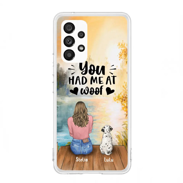 Custom Personalized Dog Mom Phone Case - Best Gift Idea For Dog Lovers - Upto 4 Dogs - You Had Me At Woof - Case For iPhone, Samsung And Xiaomi