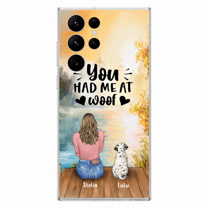 Custom Personalized Dog Mom Phone Case - Best Gift Idea For Dog Lovers - Upto 4 Dogs - You Had Me At Woof - Case For iPhone, Samsung And Xiaomi