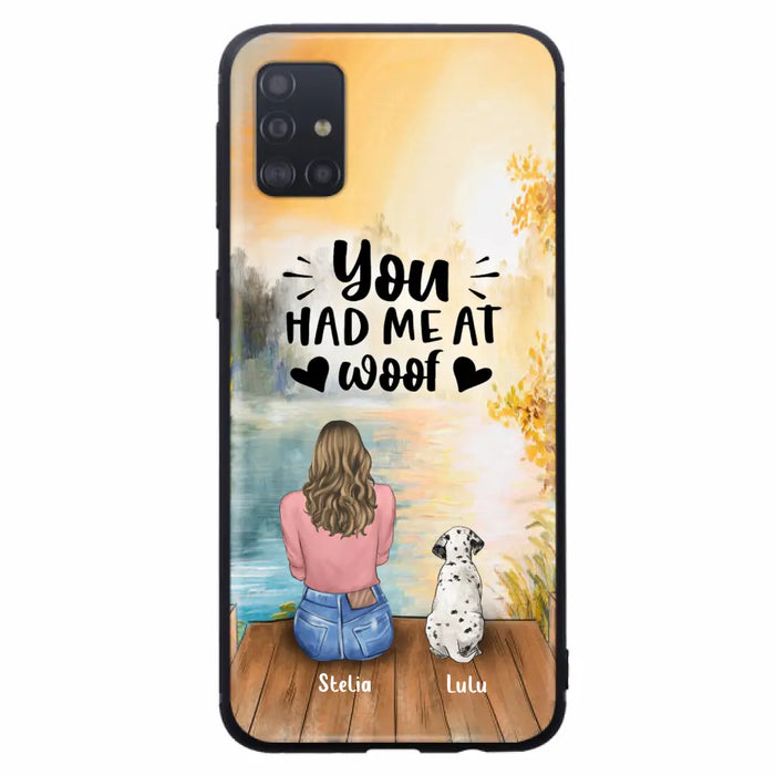 Custom Personalized Dog Mom Phone Case - Best Gift Idea For Dog Lovers - Upto 4 Dogs - You Had Me At Woof - Case For iPhone, Samsung And Xiaomi