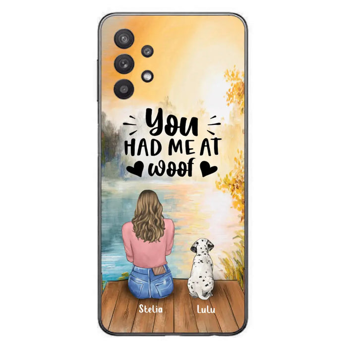 Custom Personalized Dog Mom Phone Case - Best Gift Idea For Dog Lovers - Upto 4 Dogs - You Had Me At Woof - Case For iPhone, Samsung And Xiaomi