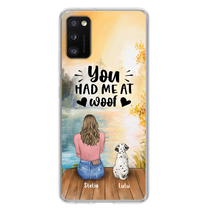 Custom Personalized Dog Mom Phone Case - Best Gift Idea For Dog Lovers - Upto 4 Dogs - You Had Me At Woof - Case For iPhone, Samsung And Xiaomi