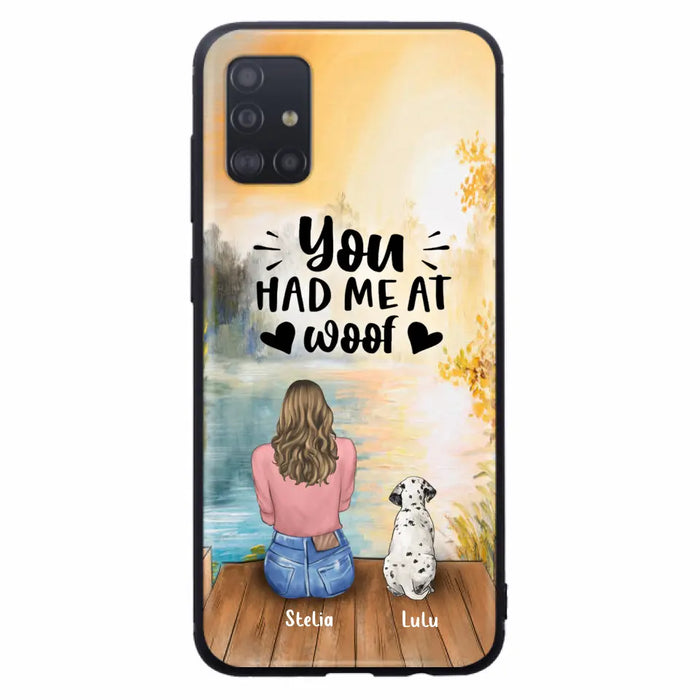 Custom Personalized Dog Mom Phone Case - Best Gift Idea For Dog Lovers - Upto 4 Dogs - You Had Me At Woof - Case For iPhone, Samsung And Xiaomi