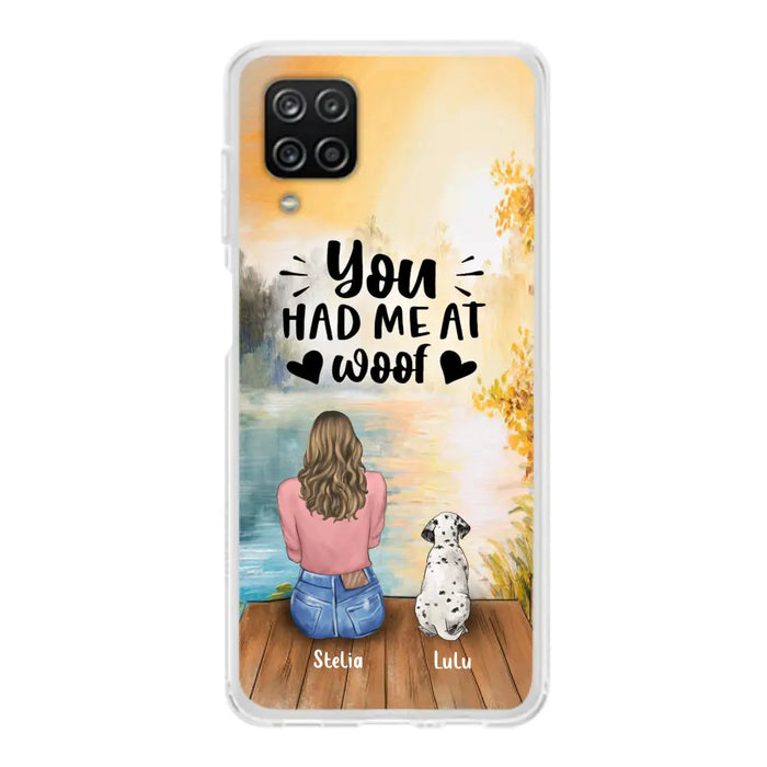 Custom Personalized Dog Mom Phone Case - Best Gift Idea For Dog Lovers - Upto 4 Dogs - You Had Me At Woof - Case For iPhone, Samsung And Xiaomi