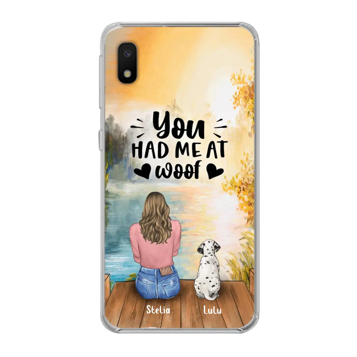 Custom Personalized Dog Mom Phone Case - Best Gift Idea For Dog Lovers - Upto 4 Dogs - You Had Me At Woof - Case For iPhone, Samsung And Xiaomi