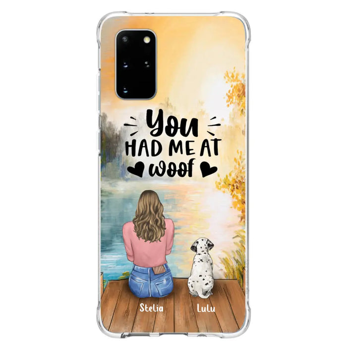 Custom Personalized Dog Mom Phone Case - Best Gift Idea For Dog Lovers - Upto 4 Dogs - You Had Me At Woof - Case For iPhone, Samsung And Xiaomi