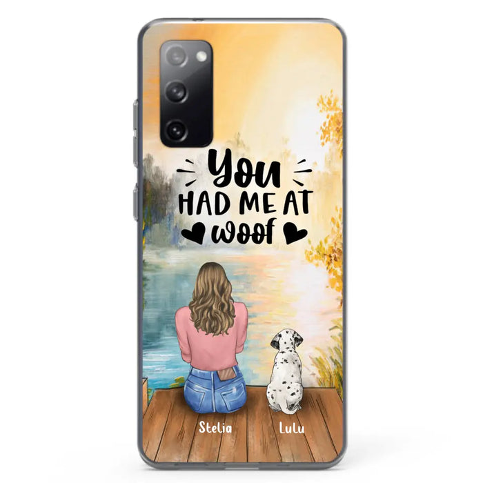 Custom Personalized Dog Mom Phone Case - Best Gift Idea For Dog Lovers - Upto 4 Dogs - You Had Me At Woof - Case For iPhone, Samsung And Xiaomi