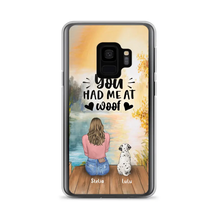 Custom Personalized Dog Mom Phone Case - Best Gift Idea For Dog Lovers - Upto 4 Dogs - You Had Me At Woof - Case For iPhone, Samsung And Xiaomi