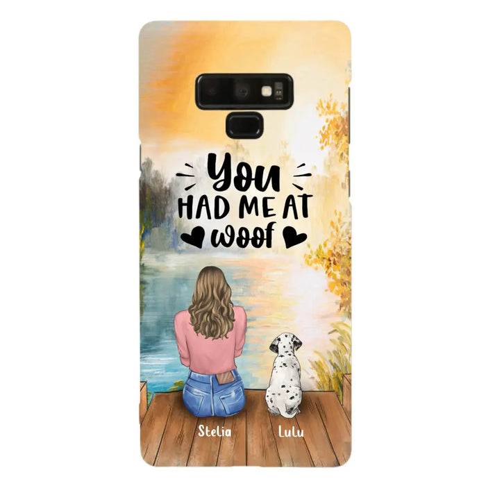 Custom Personalized Dog Mom Phone Case - Best Gift Idea For Dog Lovers - Upto 4 Dogs - You Had Me At Woof - Case For iPhone, Samsung And Xiaomi