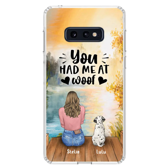 Custom Personalized Dog Mom Phone Case - Best Gift Idea For Dog Lovers - Upto 4 Dogs - You Had Me At Woof - Case For iPhone, Samsung And Xiaomi