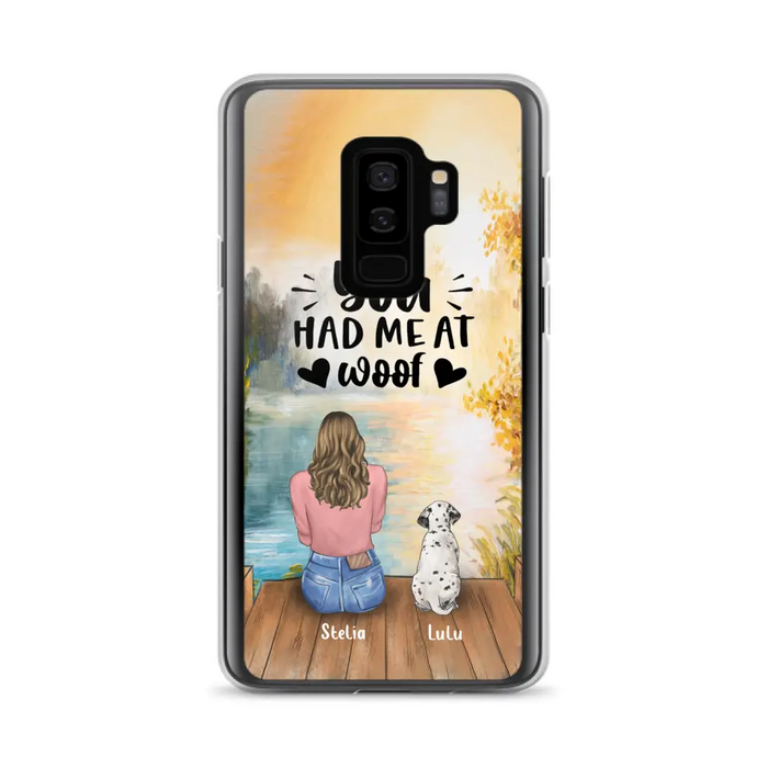 Custom Personalized Dog Mom Phone Case - Best Gift Idea For Dog Lovers - Upto 4 Dogs - You Had Me At Woof - Case For iPhone, Samsung And Xiaomi