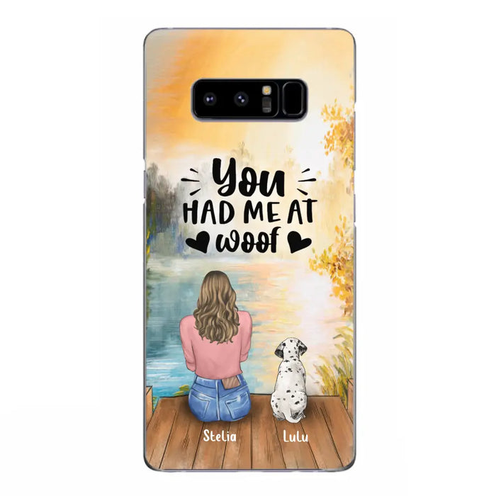 Custom Personalized Dog Mom Phone Case - Best Gift Idea For Dog Lovers - Upto 4 Dogs - You Had Me At Woof - Case For iPhone, Samsung And Xiaomi