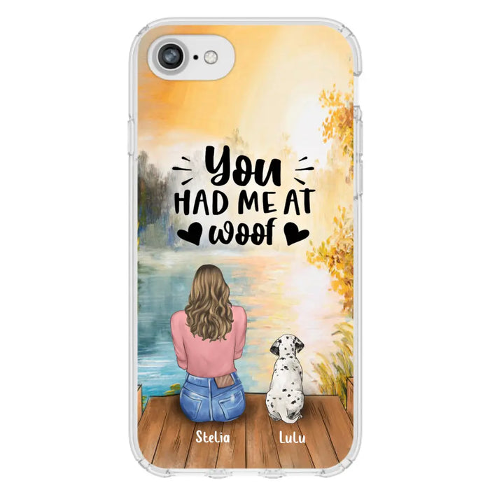 Custom Personalized Dog Mom Phone Case - Best Gift Idea For Dog Lovers - Upto 4 Dogs - You Had Me At Woof - Case For iPhone, Samsung And Xiaomi