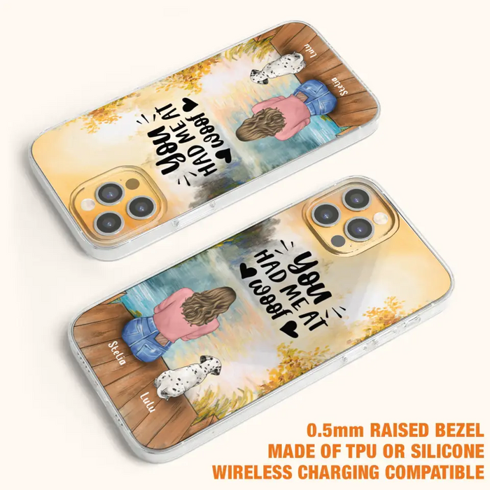 Custom Personalized Dog Mom Phone Case - Best Gift Idea For Dog Lovers - Upto 4 Dogs - You Had Me At Woof - Case For iPhone, Samsung And Xiaomi