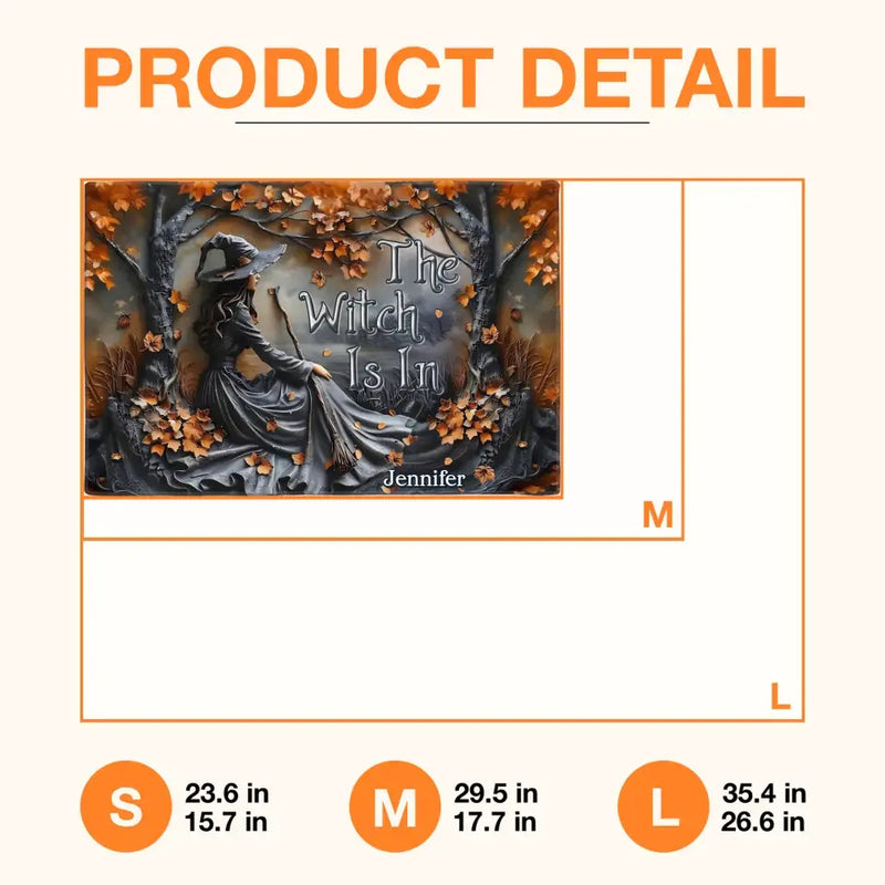 Personalized Witch Broom Doormat - Halloween/Birthday Gift Idea For Yourself, Women, Witch Lovers - The Witch Is In