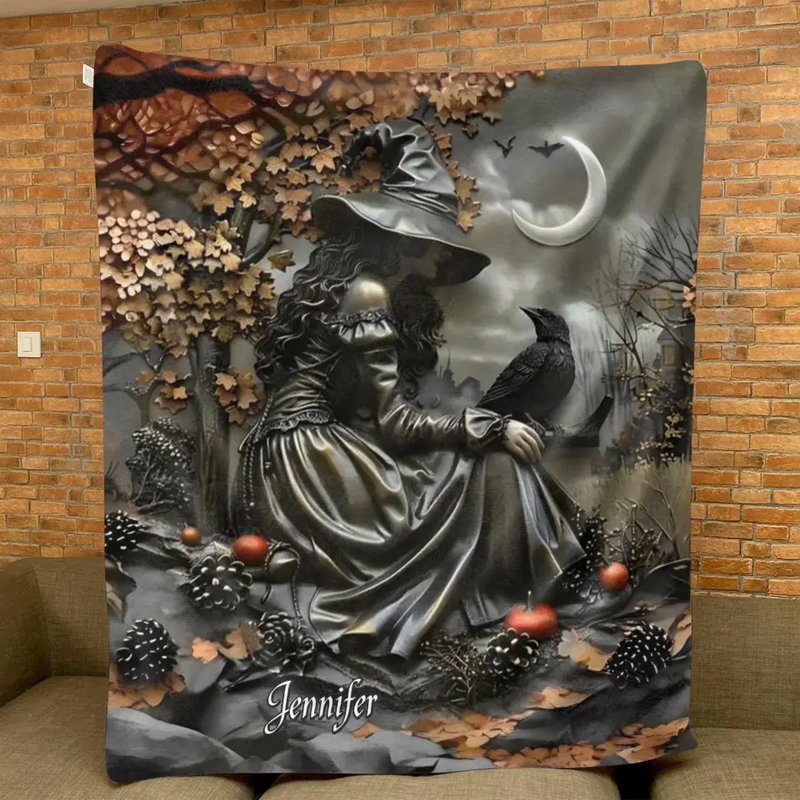 Personalized Witch Quilt/Fleece Throw Blanket - Halloween/Birthday Gift Idea For Yourself, Women, Witch Lovers