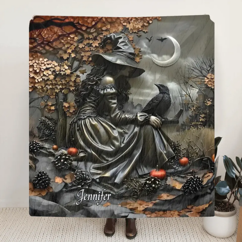 Personalized Witch Quilt/Fleece Throw Blanket - Halloween/Birthday Gift Idea For Yourself, Women, Witch Lovers