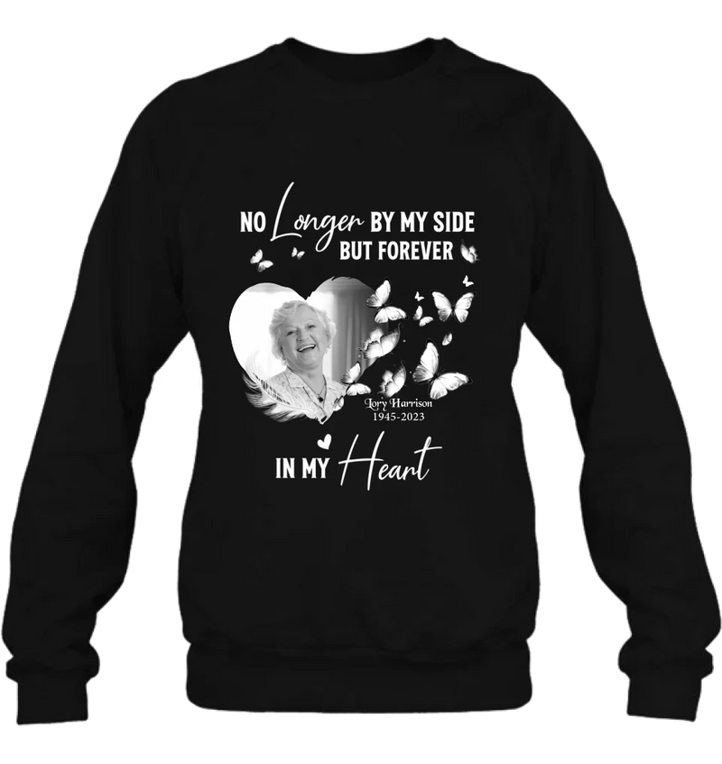 Personalized Memorial Photo Shirt/Hoodie - Memorial Gift Idea for Loss Mom/Dad - No Longer By My Side But Forever In My Heart